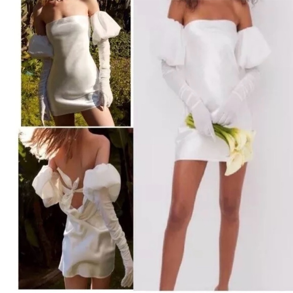 NWT For Love & Lemons Hazel Mini Bridal Dress w/gloves